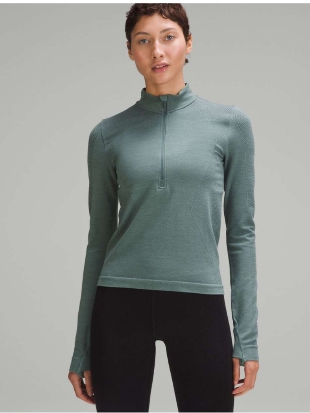 Lululemon Merino Wool-Blend Base Layer Half Zip Medium Forest